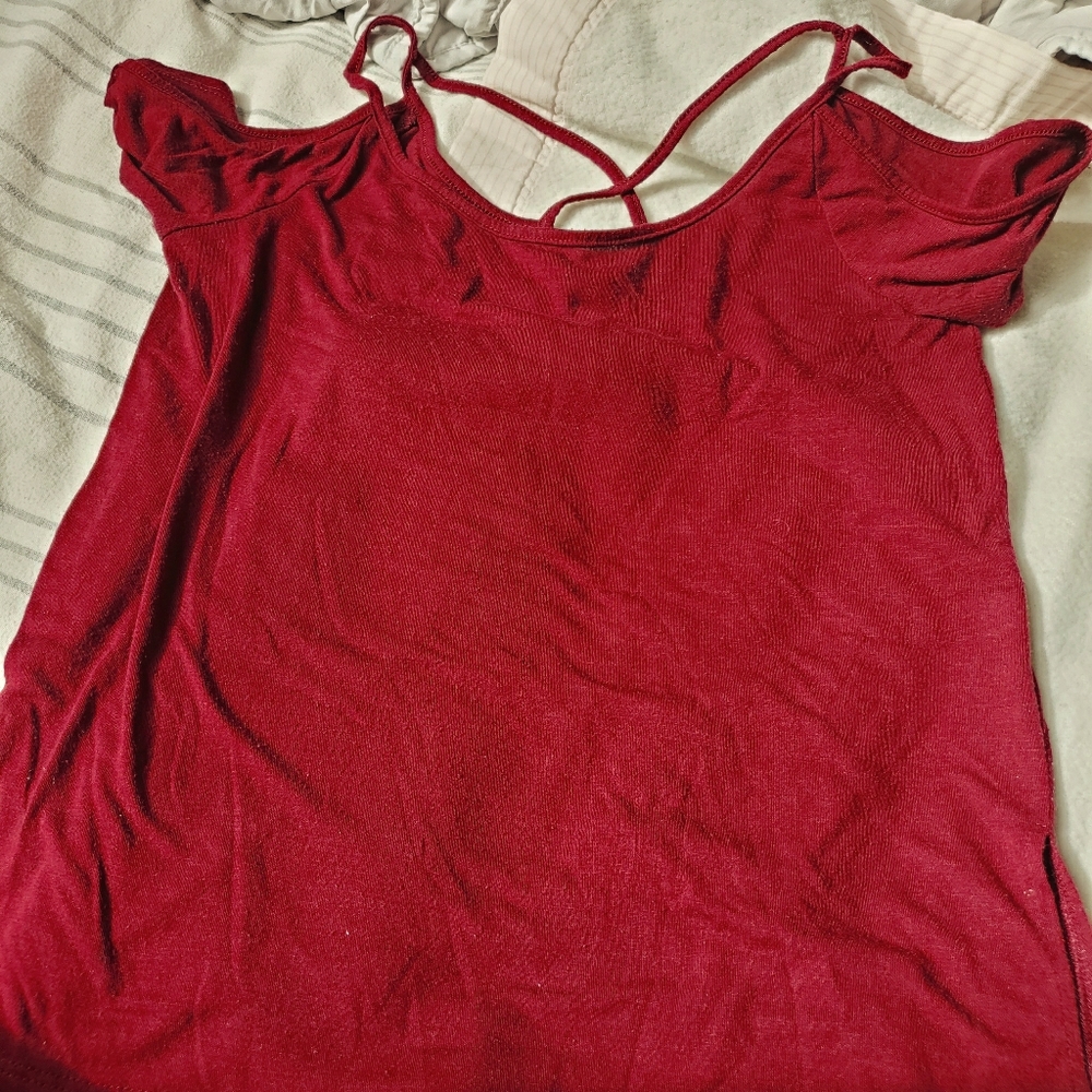 Maroon Cold Shoulder Top